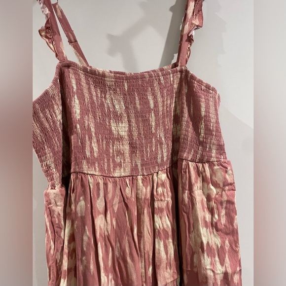 Torrid Midi Challis Dress Smocked Tiered Tie-Dye Pink, Plus Size 4X 26W Coquette - Picture 6 of 8